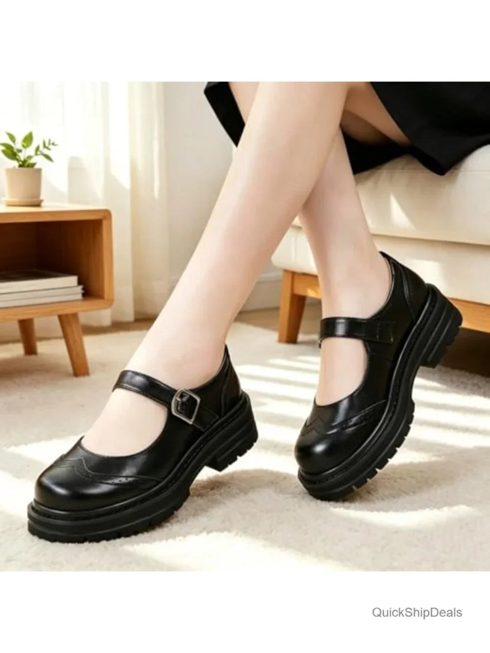 Women's Mary Jane Shoes Platform Chunky Heel Oxfords Faux Leather